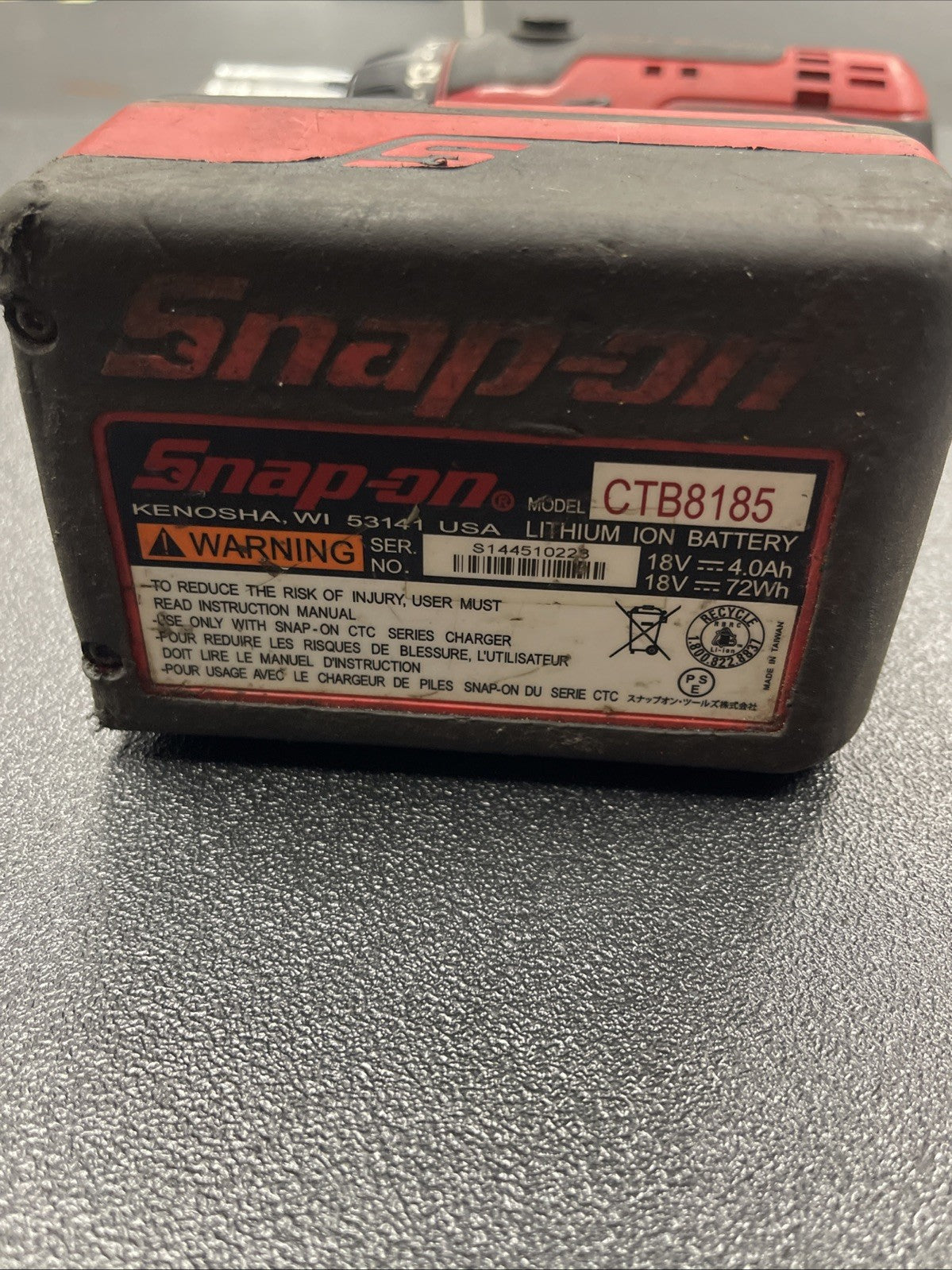 Snap On - CDR8815 - Red 18V 2-Speed Cordless 1/2” Drill w/ Battery CTB8185 C35