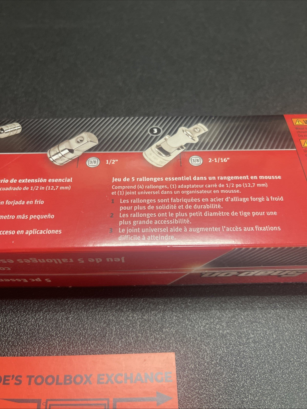 Snap-on Tools USA NEW HIVIZ 5pc 3/8" Drive Extension Adaptor Foam Set 205AFXAFHV