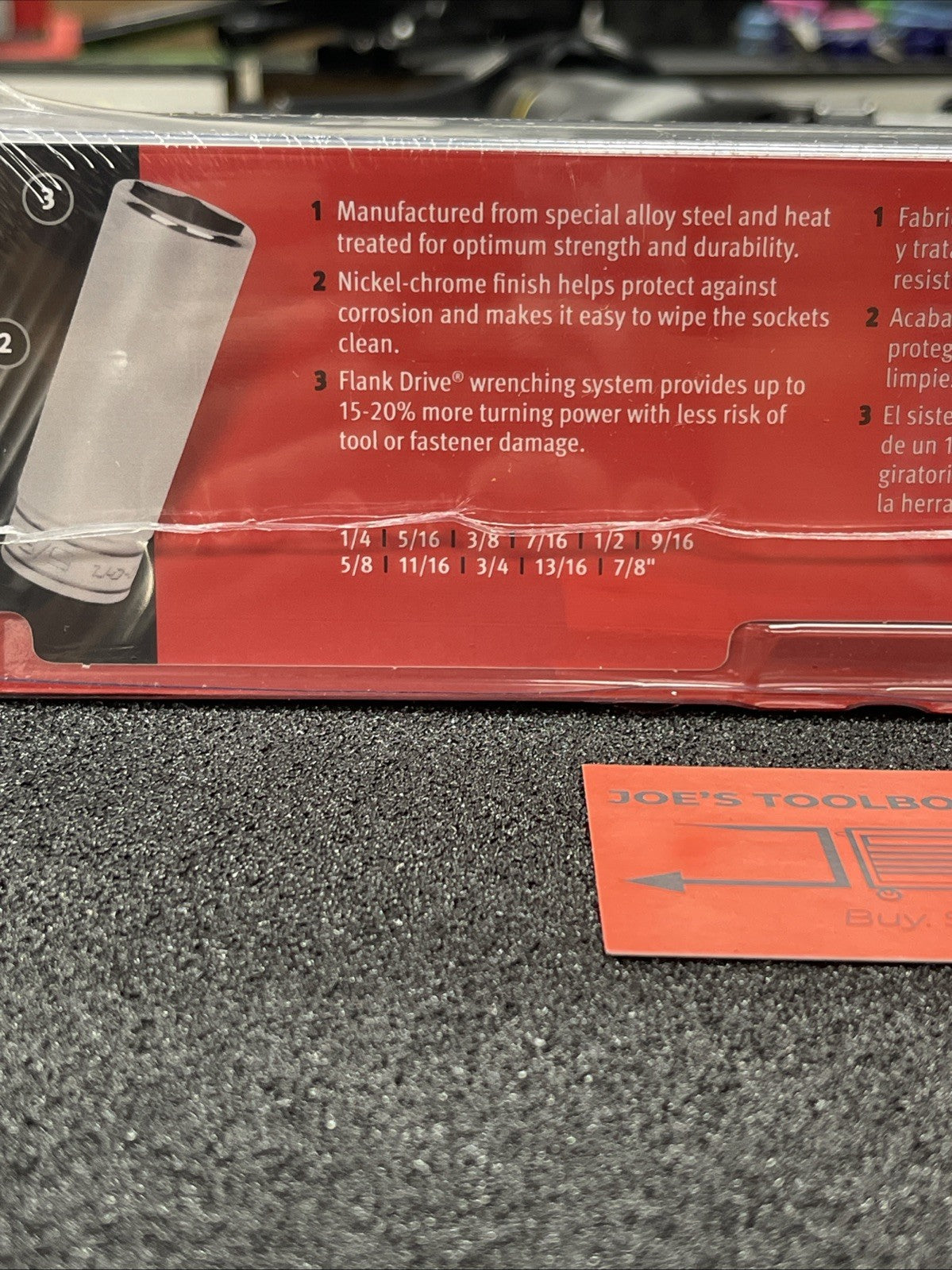 New Snap-on 3/8" Drive 1/4" thru 7/8" 6-Point Deep Socket Set 211SFSY