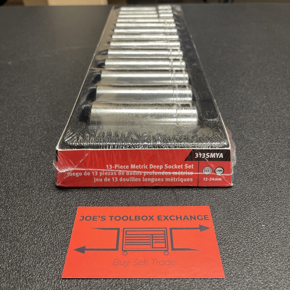 SNAP ON 313SMYA 13 Piece Metric Deep Socket Set . 1/2 In Drive. 12-24 MM