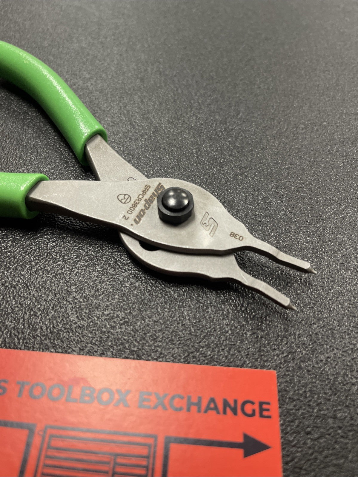 Snap-on Tools USA NEW Style GREEN .038 Straight Tip Snap Ring Pliers SRPCR3800G