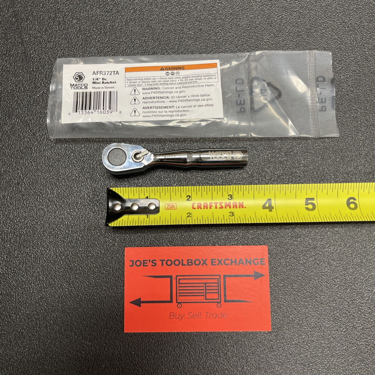 Matco Tools AFR372TA 1/4” Fine Tooth 72 Stubby Ratchet Mini