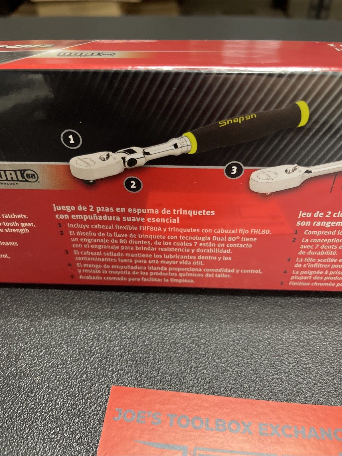SNAP ON TOOLS  2Pc 3/8" Hi-Viz Yellow Soft Grip Foam Ratchet Set 202RT05FHV