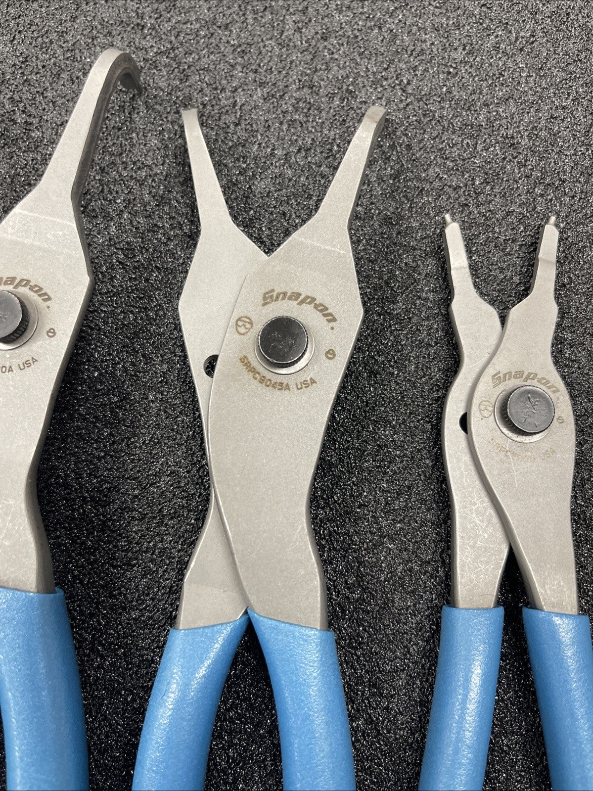 Snap-on Tools USA NEW 3pc PEARL BLUE Soft Grip Snap Ring Pliers Lot Set