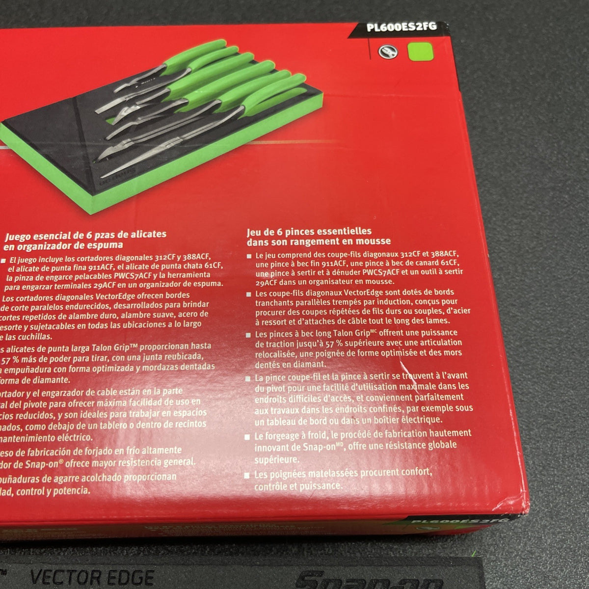 Snap-on fmpl02bg foam organizer  for 6pc essential plier set green FMPL02B