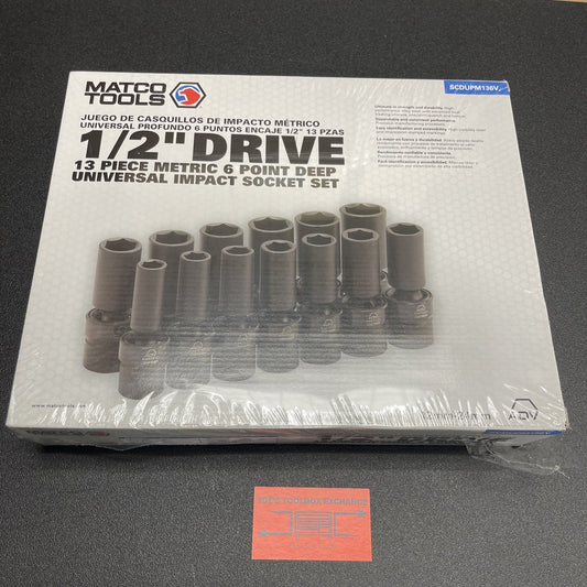 MATCO 13 PC 1/2" DR METRIC 6 PT ADV DEEP UNIVERSAL IMPACT SOCKET SET SCDUPM136V