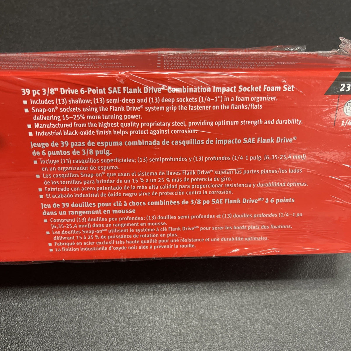 Snap-on NEW 239SIMFYFR 1/4" - 1" Shallow Semi-Deep Deep 3/8" Drive 39pc