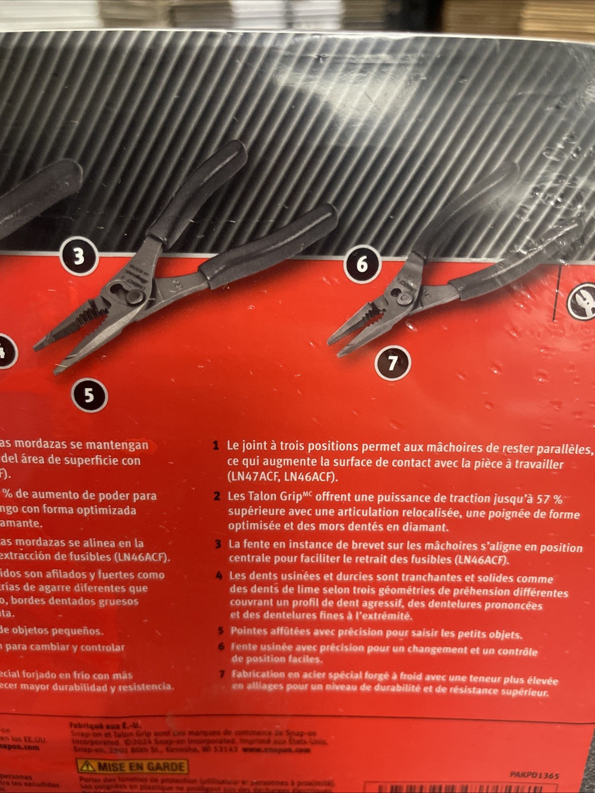 Snap-On Tools TITANIUM 3pc Soft Grip Long Nose Slip Joint Pliers Set PL3LNSJCFDT
