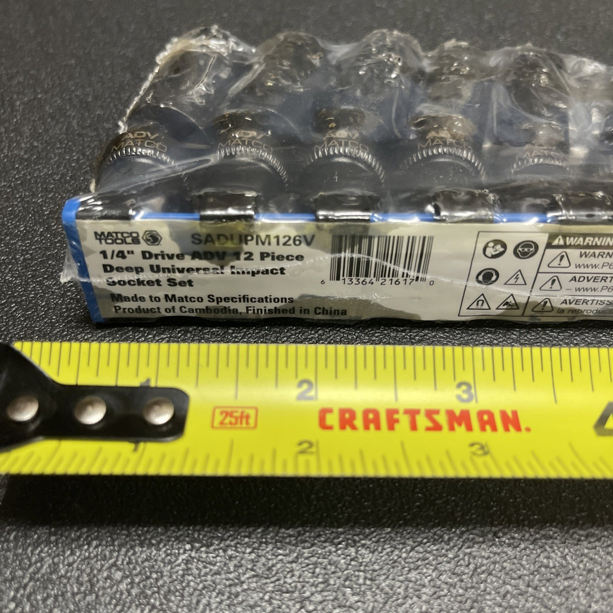 MATCO 12 PIECE 1/4" DRIVE METRIC ADV DEEP UNIVERSAL IMPACT SOCKET SET SADUPM126V