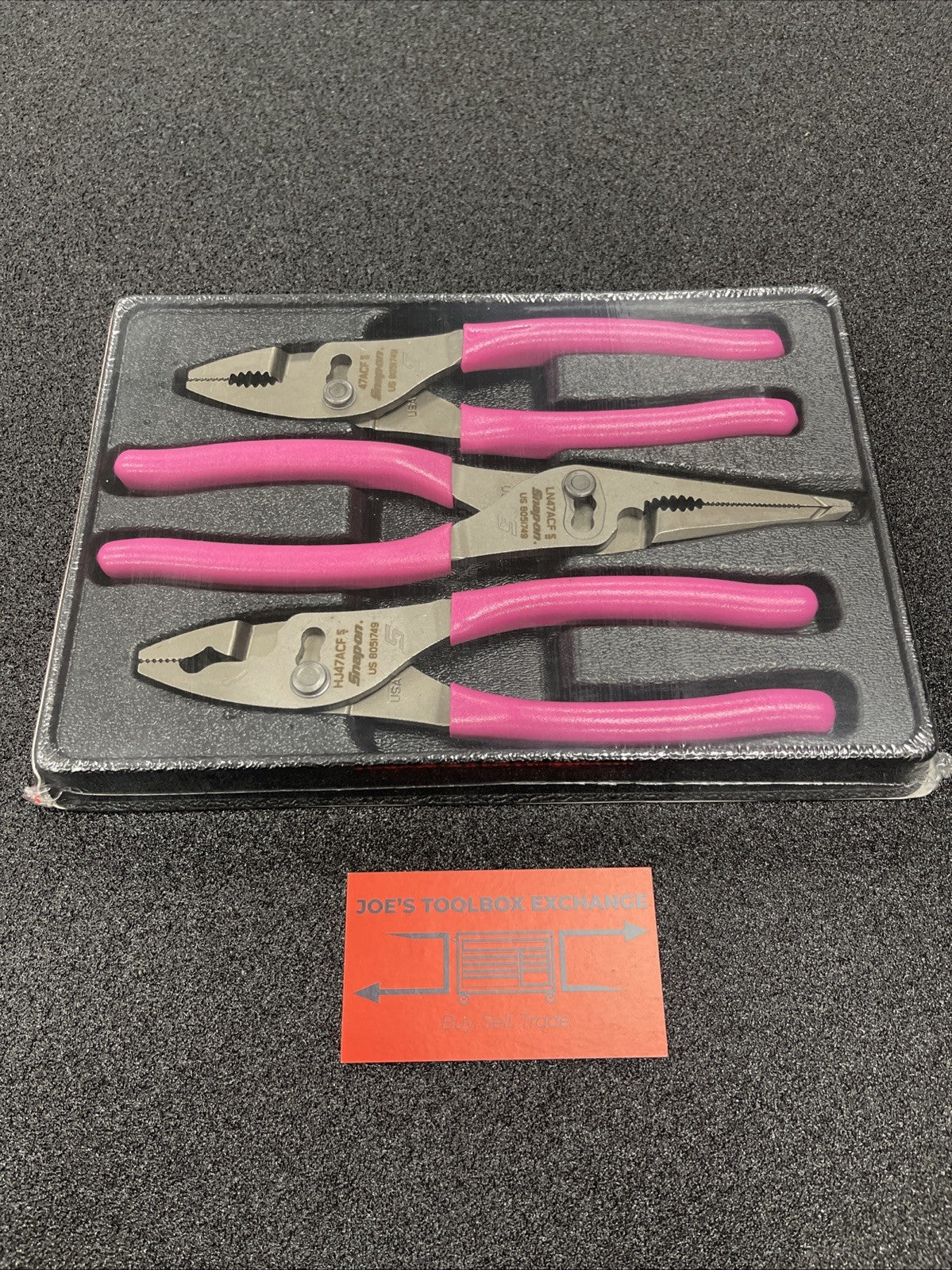 Snap-on Tools USA NEW 3pc ELECTRIC PINK 8” Slip Joint Pliers Set PL347ACFEP