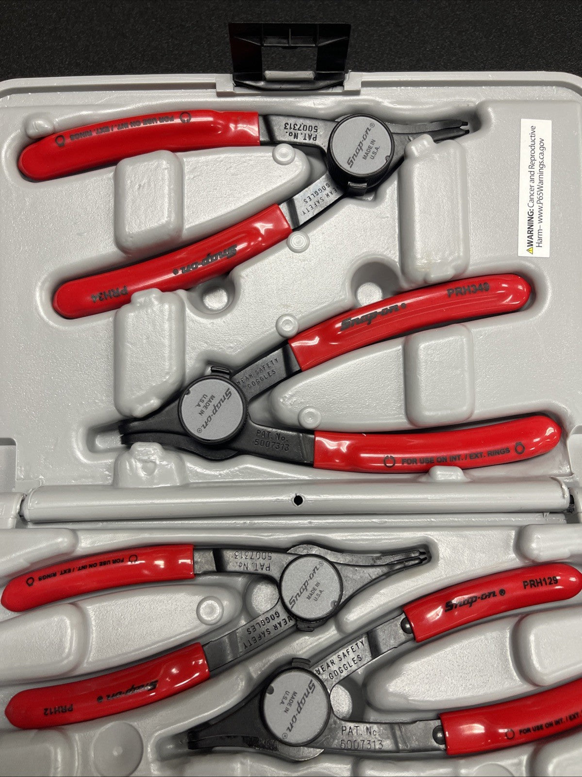 Snap-on Tools PRH406 NEW 6 Piece Convertible Retainer Ring Pliers Set With Case