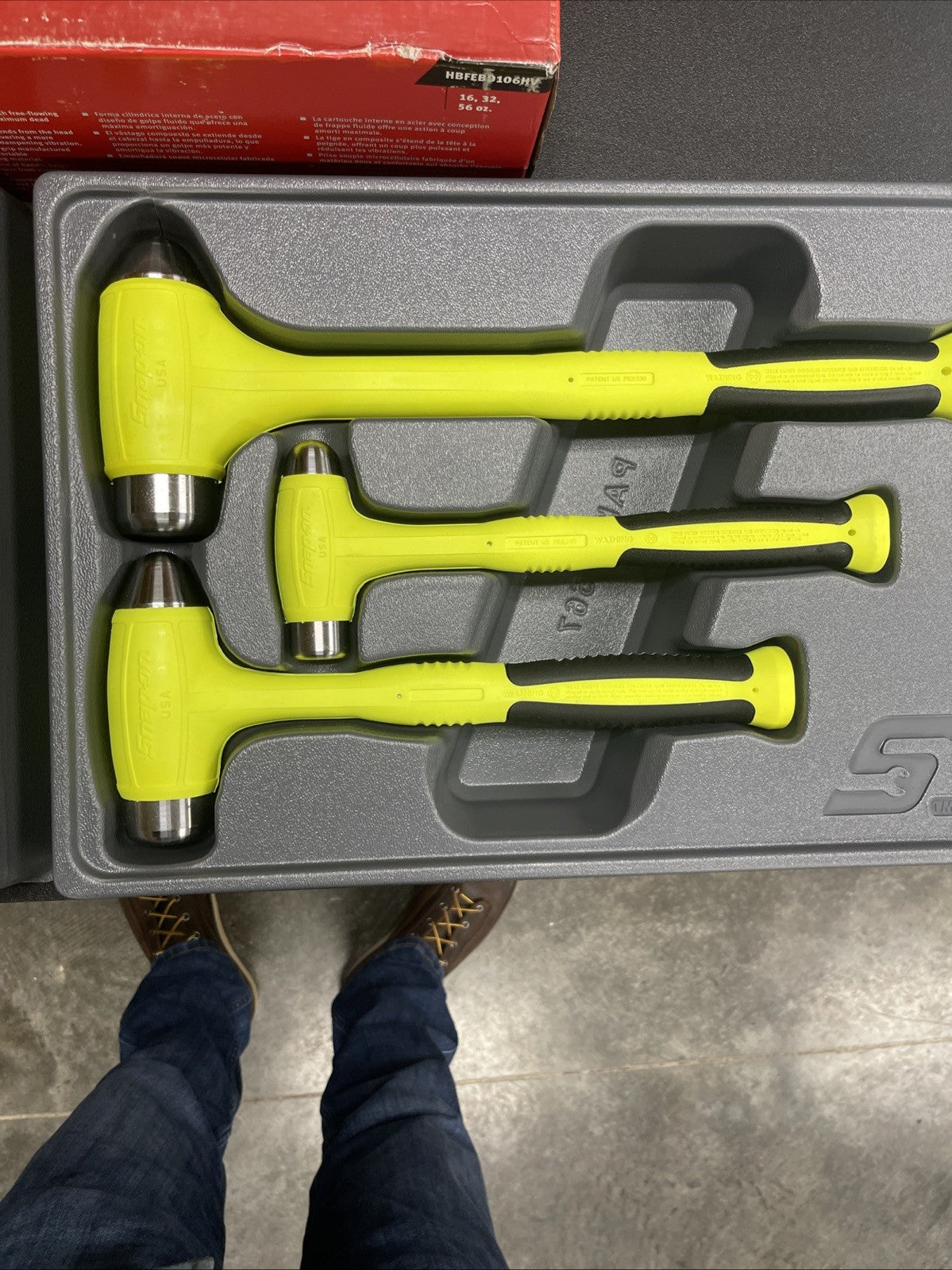 SNAP ON TOOLS HBFEBD106 HV HI-VIZ Dead Blow Hammers 6Pc Ball Peen 16, 32, 56oz +