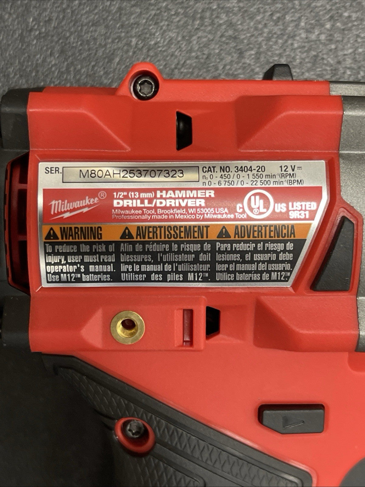Milwaukee 3404-20 M12 FUEL 12V Brushless 1/2" Hammer Drill Driver Tool Only NEW