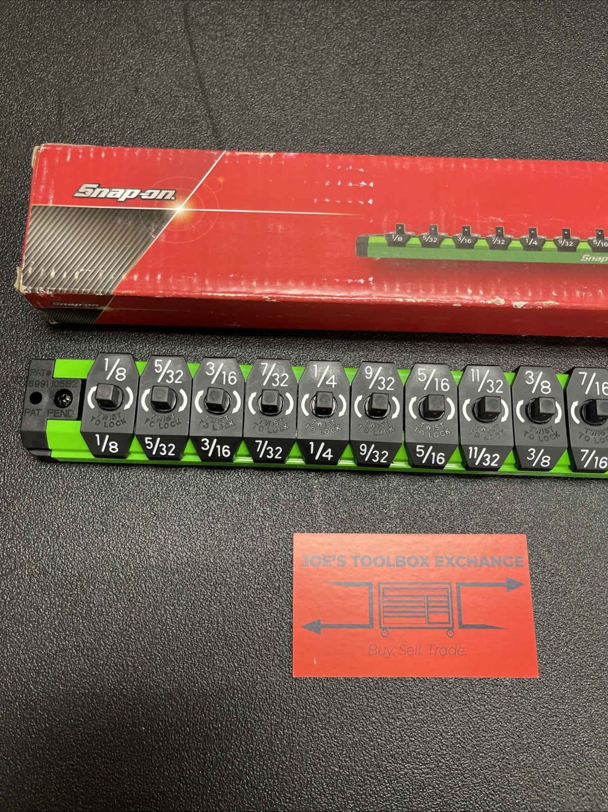 Snap-on Tools NEW GREEN 1/4” SAE Lock-A-Socket Magnetic Rail Organizer LAS14SG