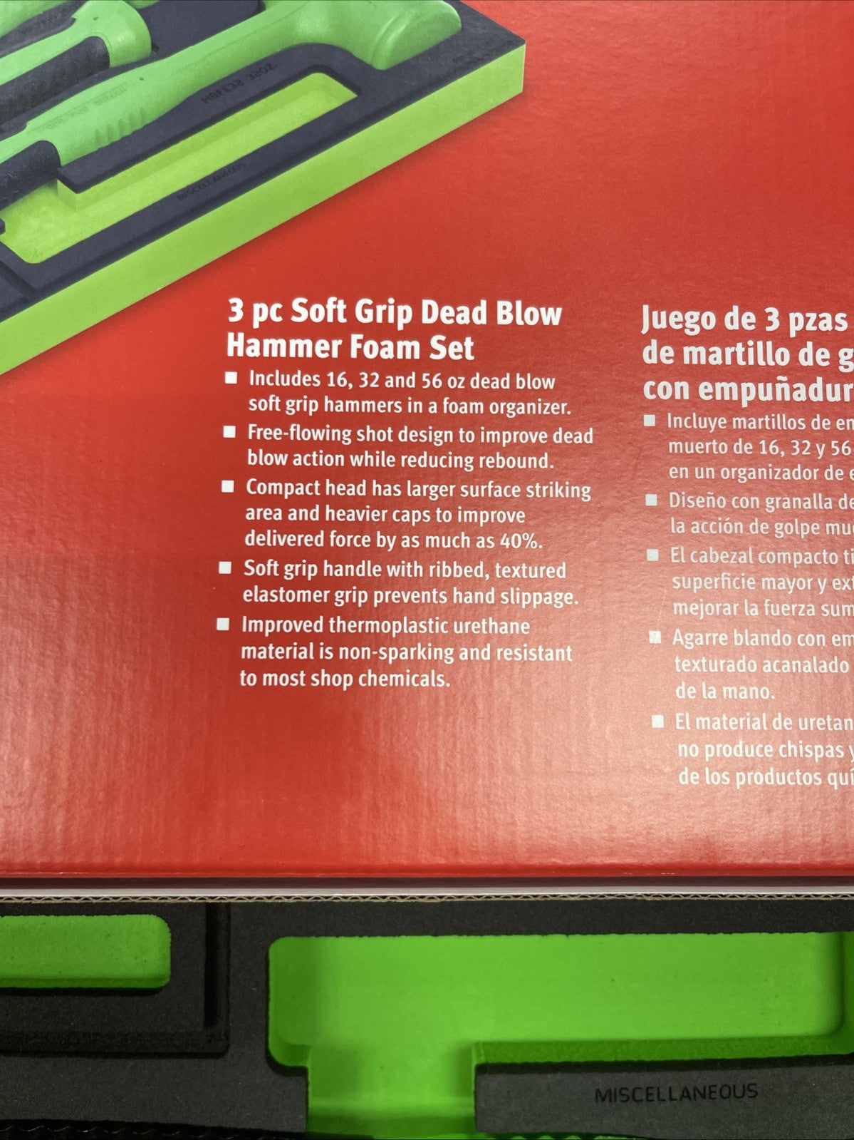 NEW Snap On HBFE301FG Green 3-pc Soft Grip Dead Blow Hammer Set (16, 32, 56oz)