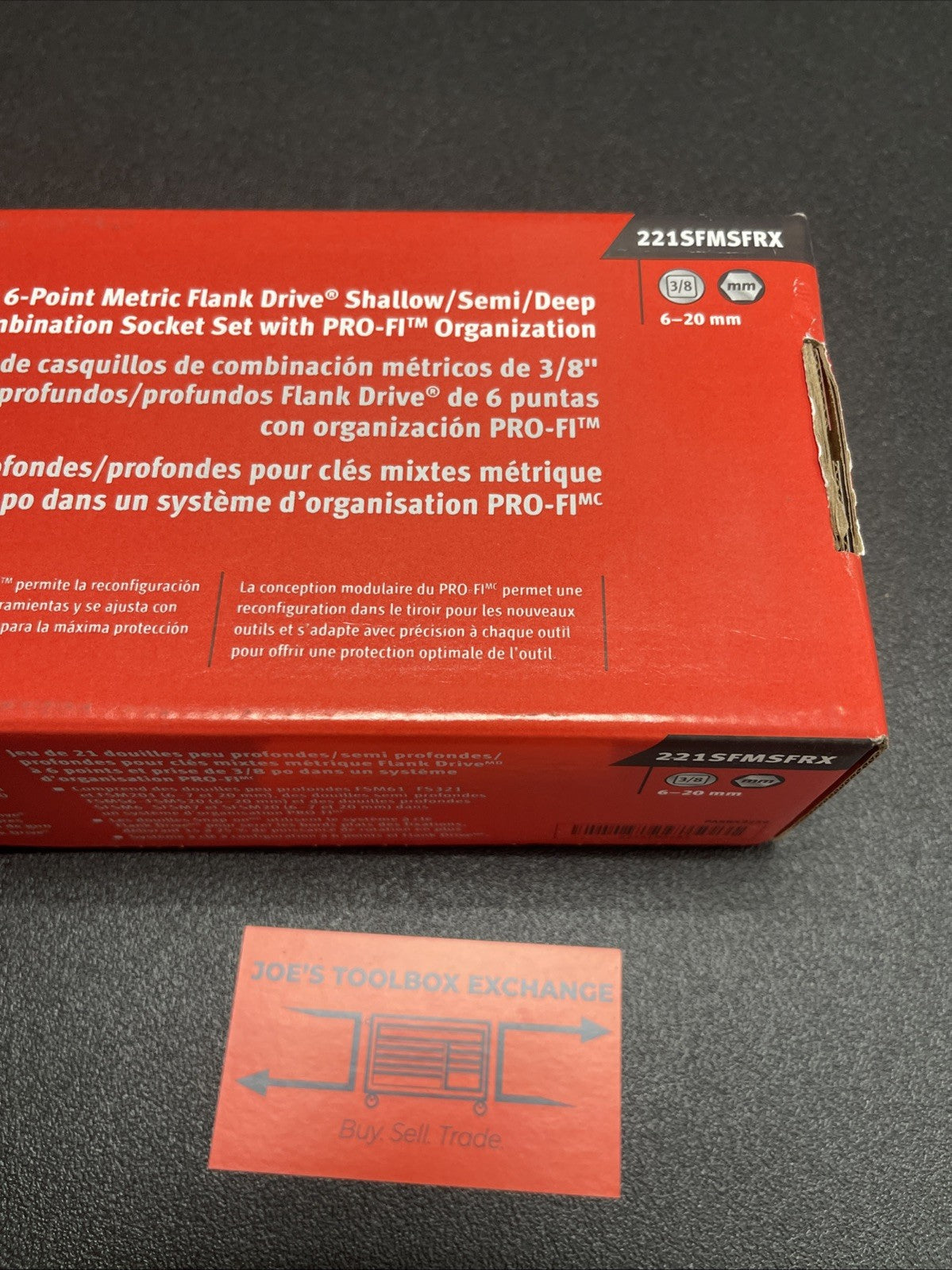 For Snap-on 221SFMSFRX 21pc 3/8" Drive Metric Socket Set 6–20mm Shallow & Deep