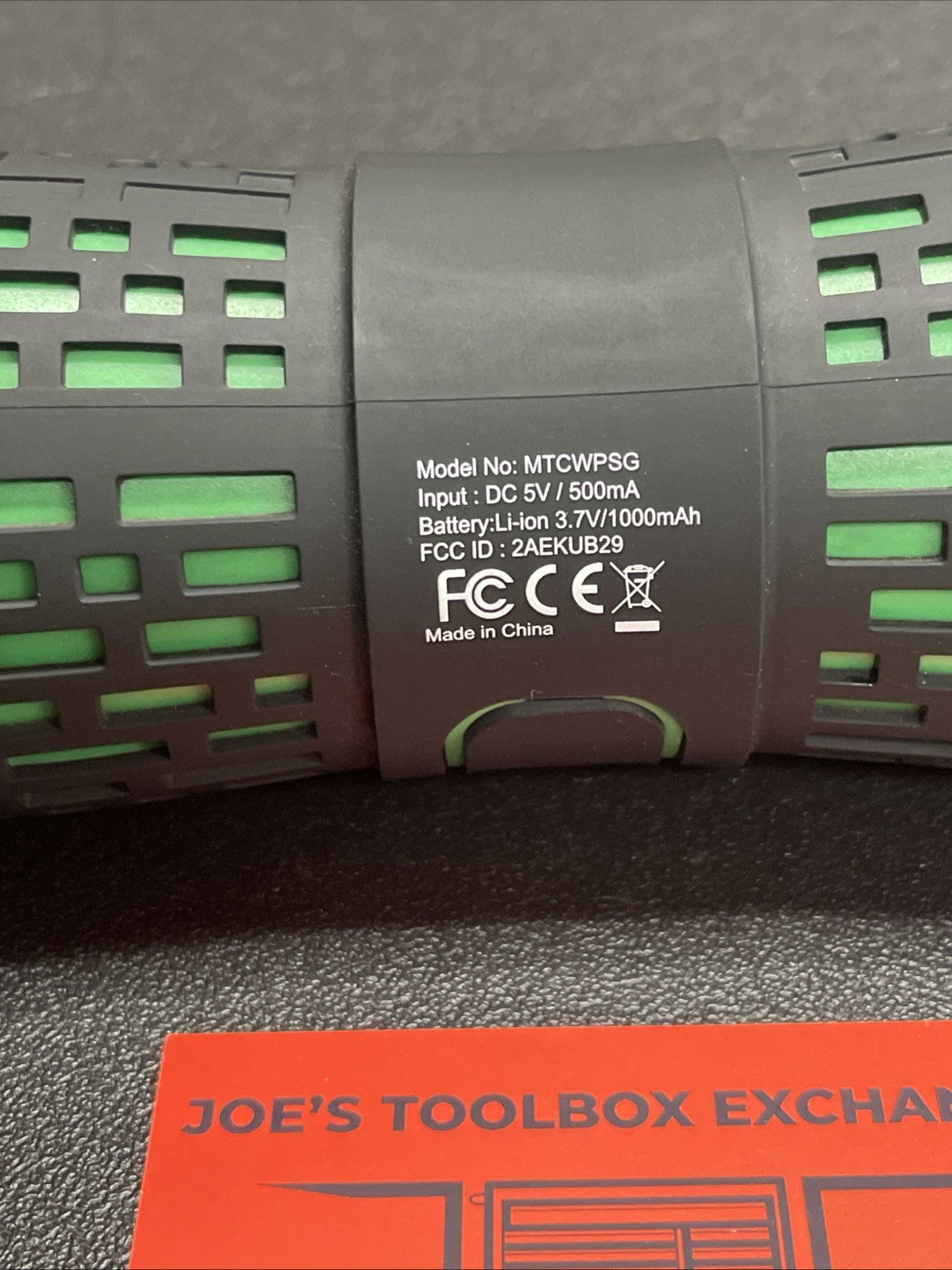 Matco Tools MTCWPSG Portable Speaker Black Green AUX Micro-USB 1000mAh Cylinder