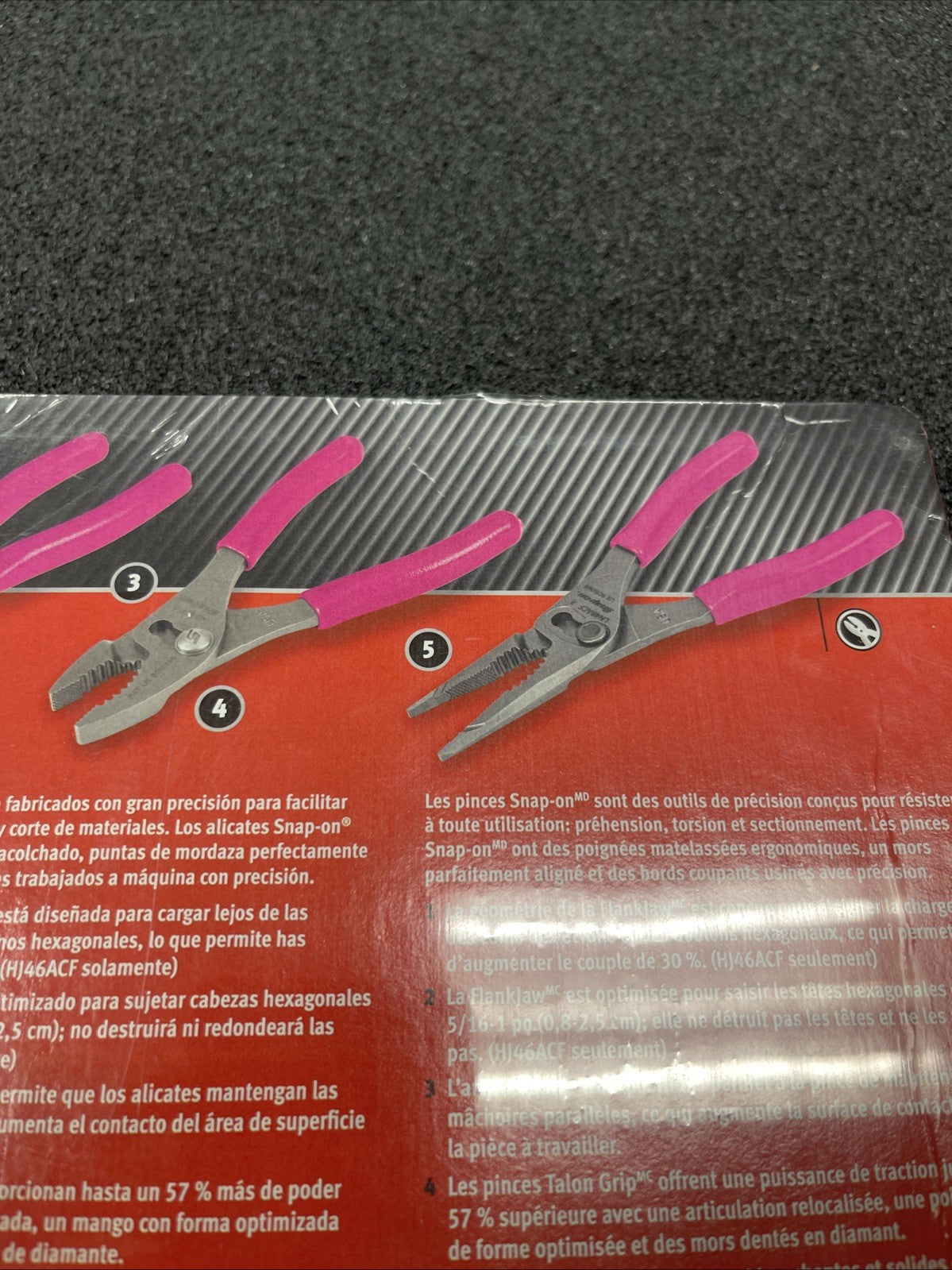 Snap-on Tools USA NEW PINK 3pc Talon Grip Slip Joint Pliers Set PL346ACFEP