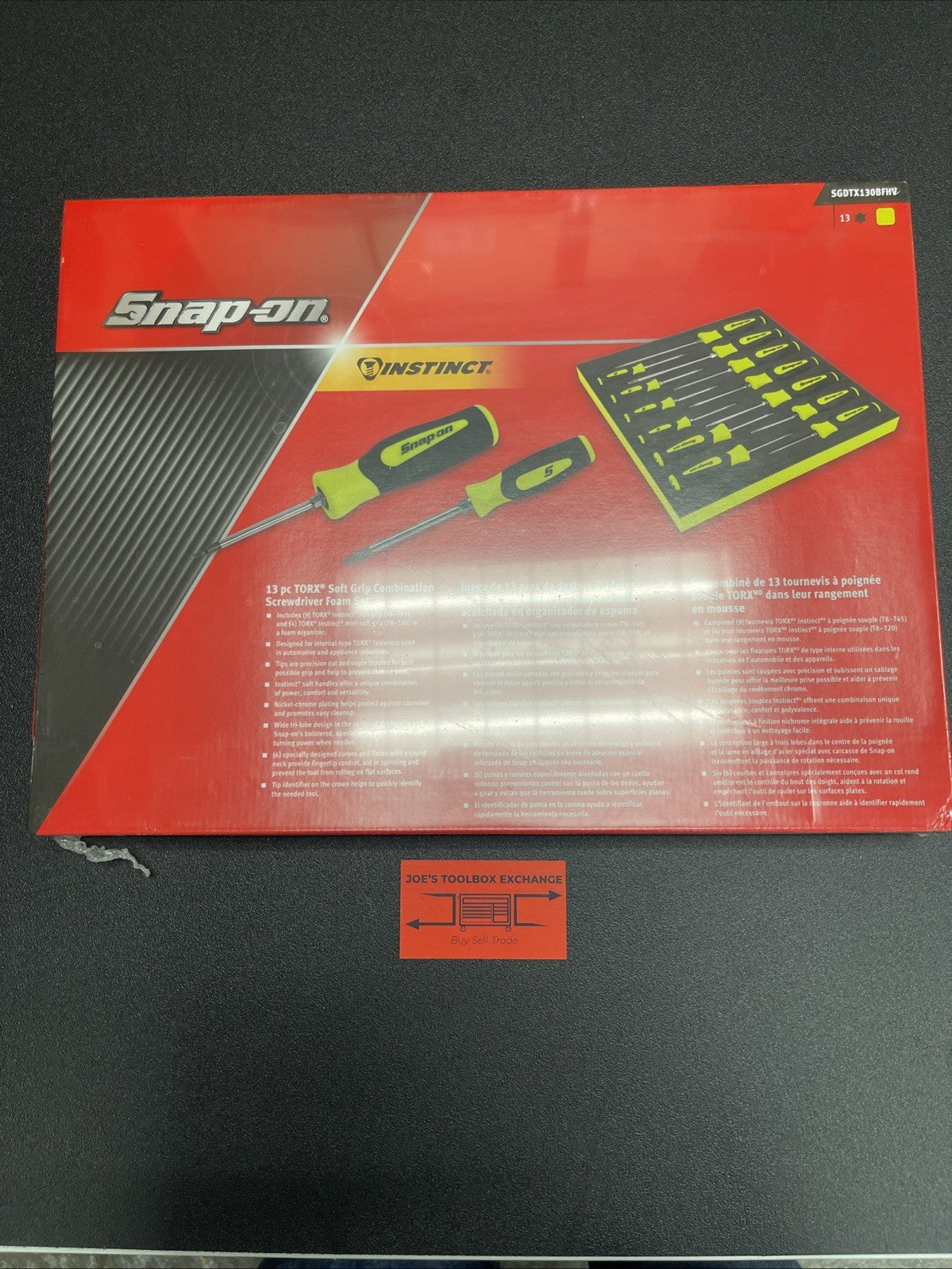 Snap-on NEW USA 13pc Hi-Viz Soft Grip TORX Screwdriver Foam Set SGDTX130BFHV