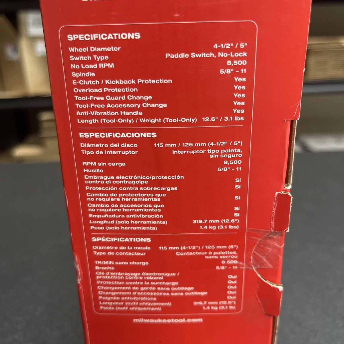 Milwaukee 2888-20 M18 FUEL 4-1/2"/5 Variable Speed Braking Grinder Paddle Switch