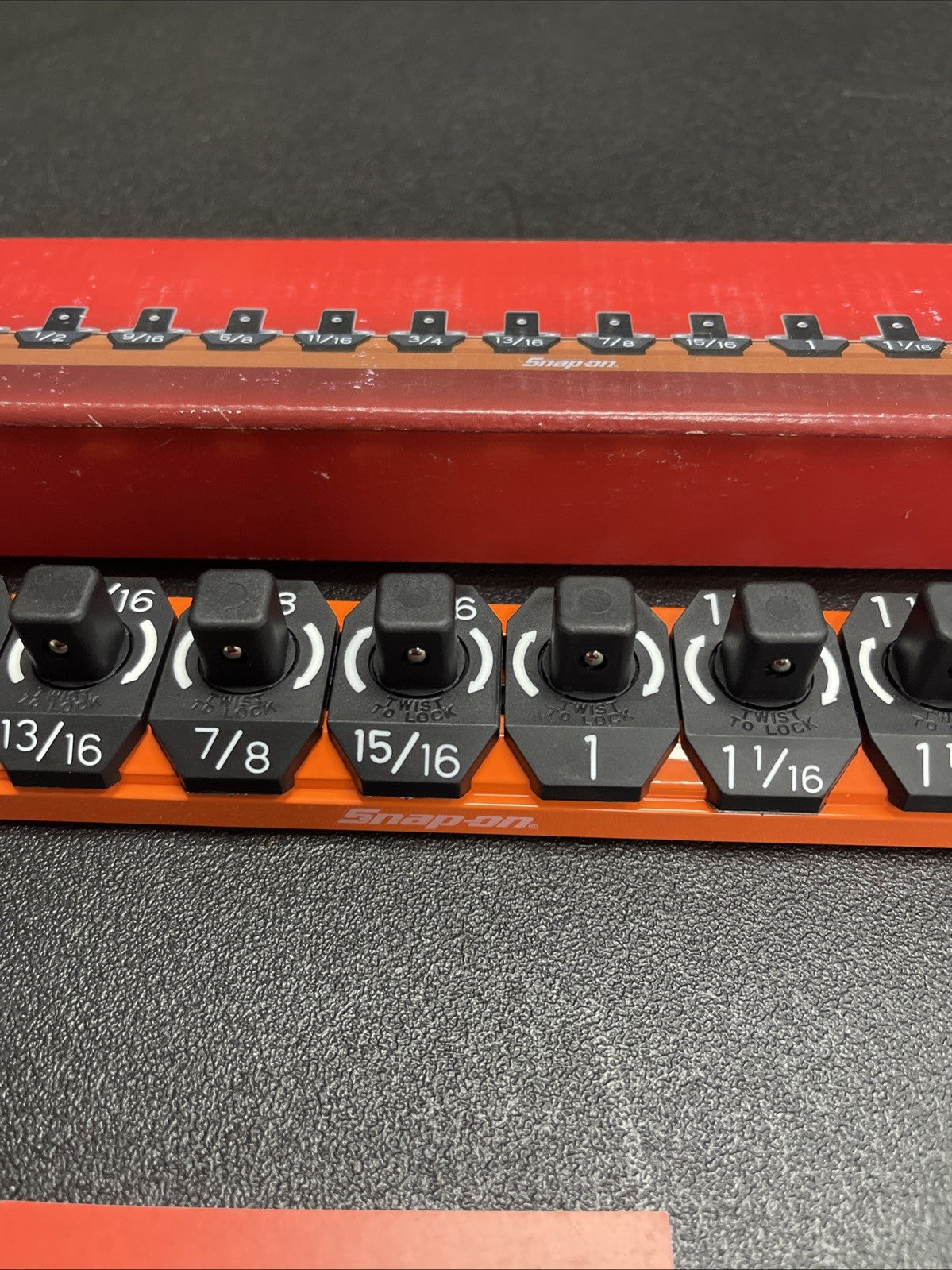 Snap-on Tools NEW ORANGE 1/2” SAE Lock-A-Socket Magnetic Rail Organizer LAS12SO