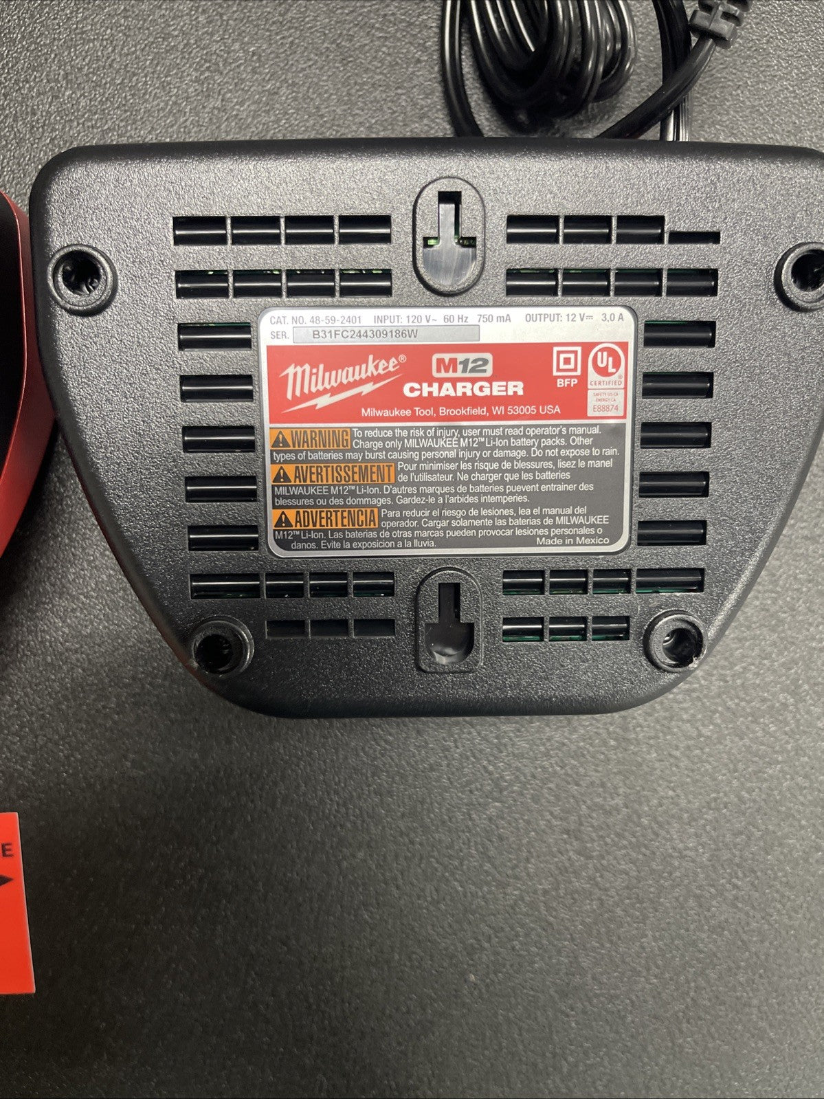 X3 Milwaukee M12 12V Lithium-Ion Battery Charger 48-59-2401