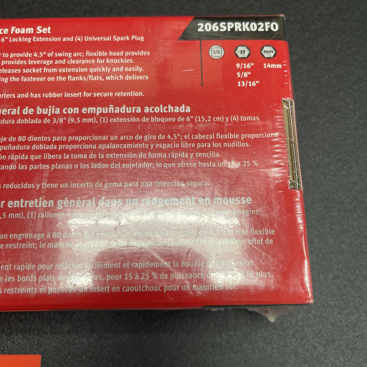Snap-on Tools USA ORANGE 6pc 3/8” Drive Spark Plug Service Foam Set 206SPRK02FO
