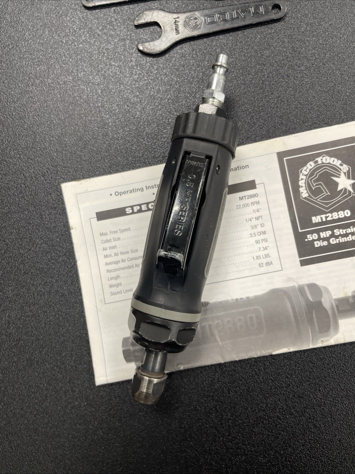 Matco Tools MT2880 .50HP Straight Die Grinder 22,000 RPM Black R2