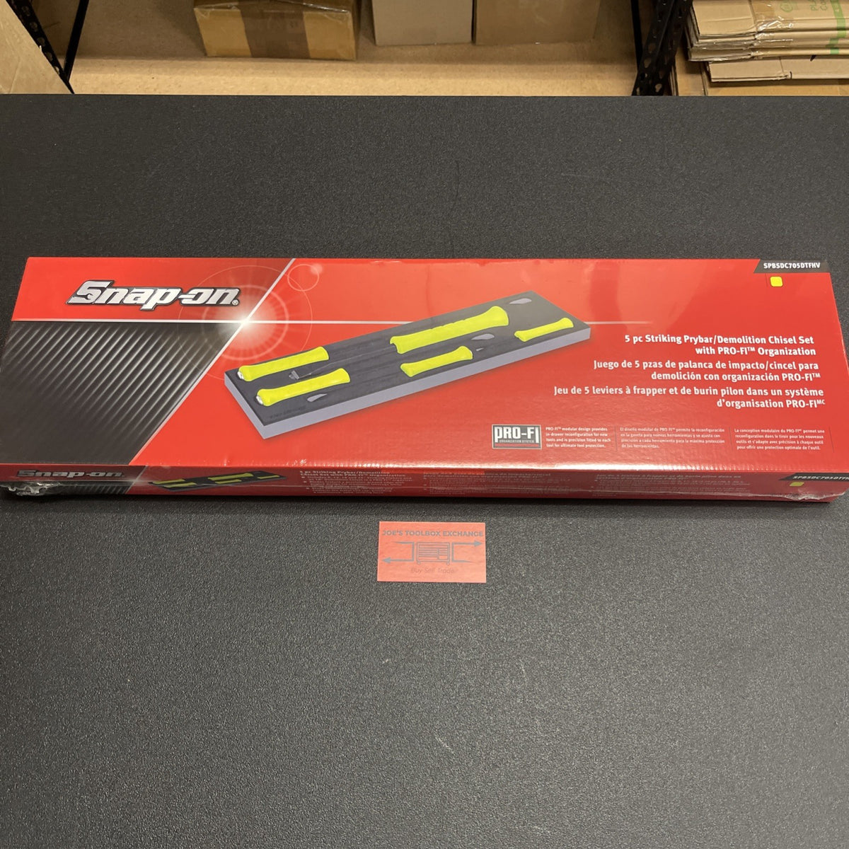 Snap-on USA NEW 5-Piece HI-Viz Striking Prybar & Chisel Foam Set SPBSDC705DTFHV