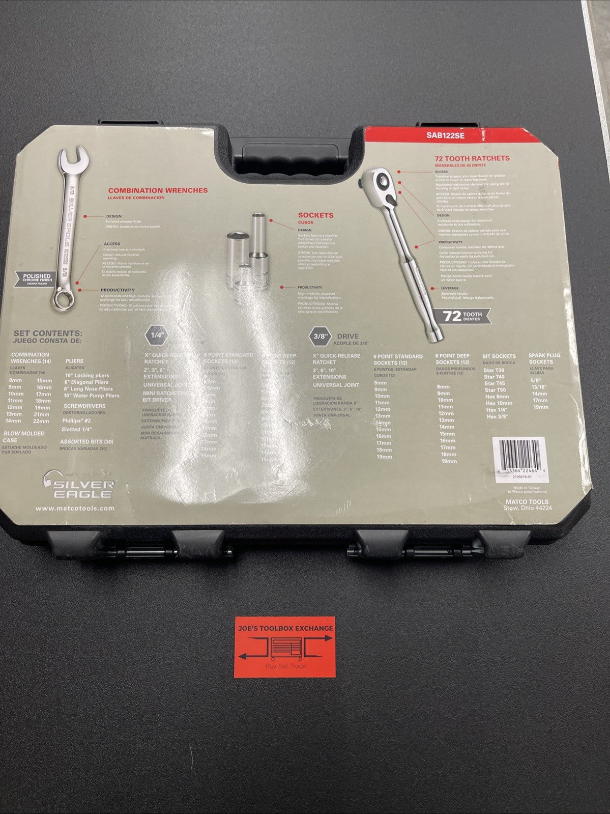Matco Tools SAB122SE 122 PIECE 1/4" & 3/8" DRIVE SILVER EAGLE® MASTER TOOL SET