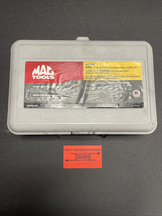 Mac Tools PK9RRPB Push Button Retaining Ring Pliers Set USA Nice (Missing 1)