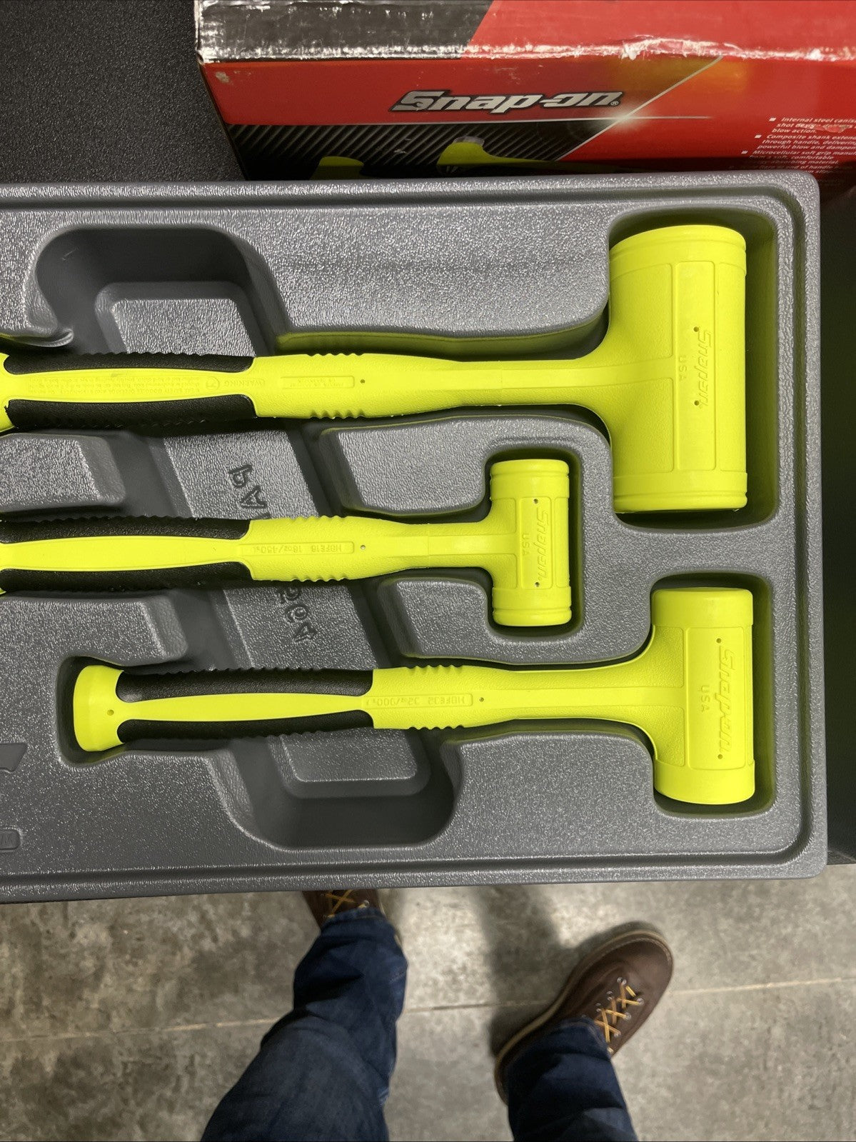 SNAP ON TOOLS HBFEBD106 HV HI-VIZ Dead Blow Hammers 6Pc Ball Peen 16, 32, 56oz +