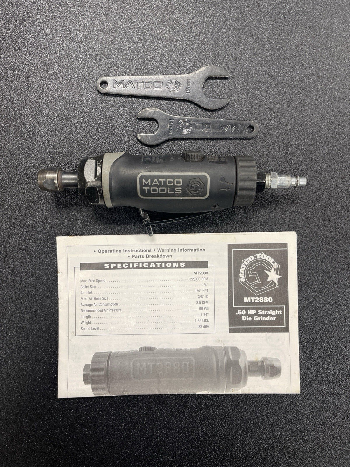 Matco Tools MT2880 .50HP Straight Die Grinder 22,000 RPM Black R2