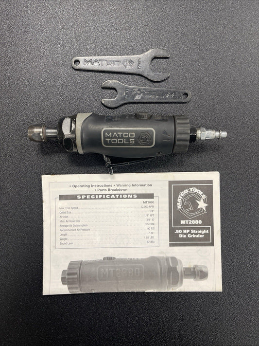 Matco Tools MT2880 .50HP Straight Die Grinder 22,000 RPM Black R2