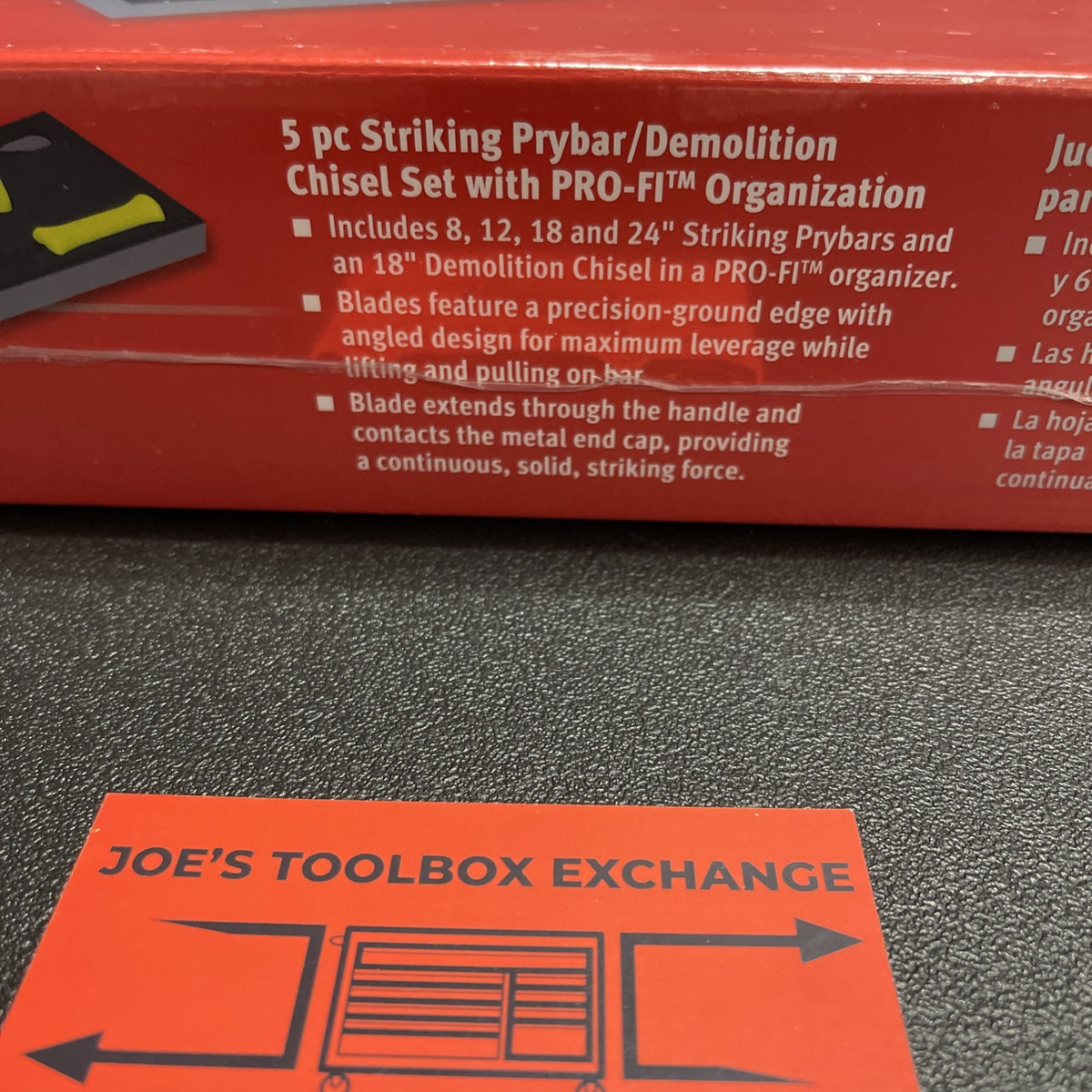 Snap-on USA NEW 5-Piece HI-Viz Striking Prybar & Chisel Foam Set SPBSDC705DTFHV