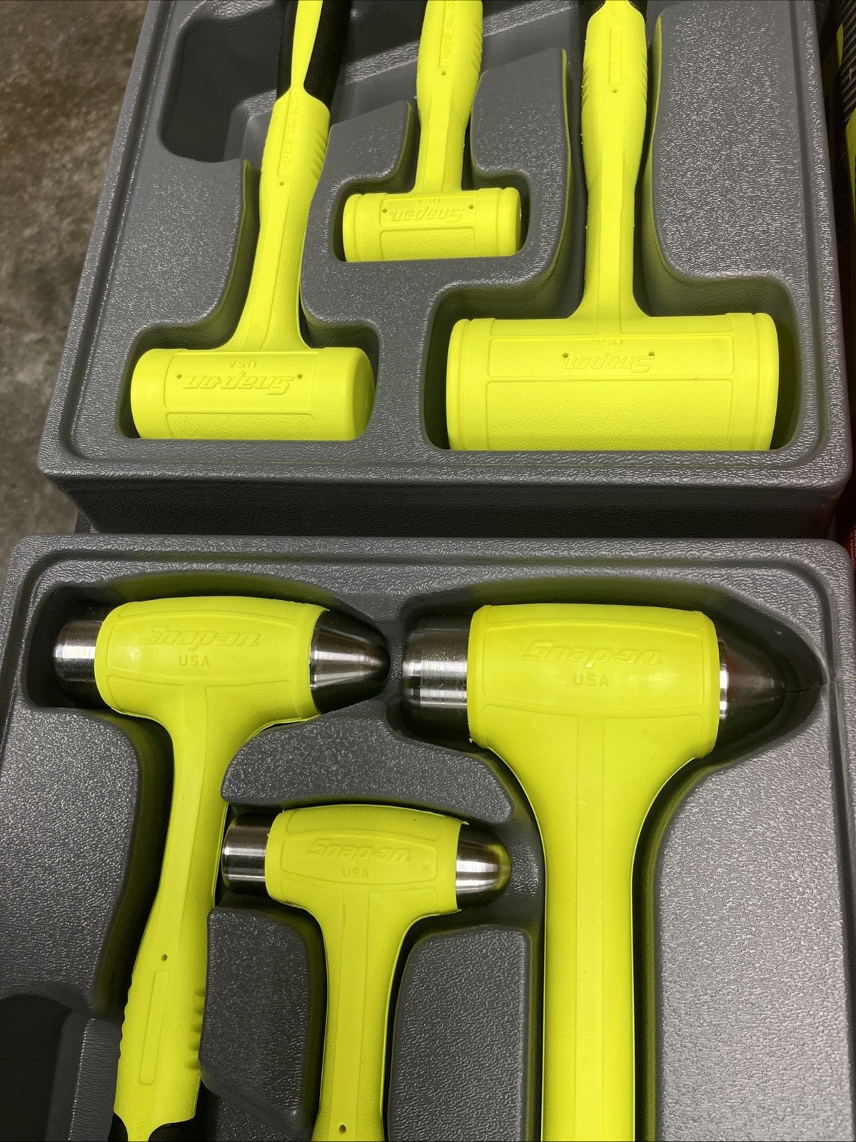 SNAP ON TOOLS HBFEBD106 HV HI-VIZ Dead Blow Hammers 6Pc Ball Peen 16, 32, 56oz +