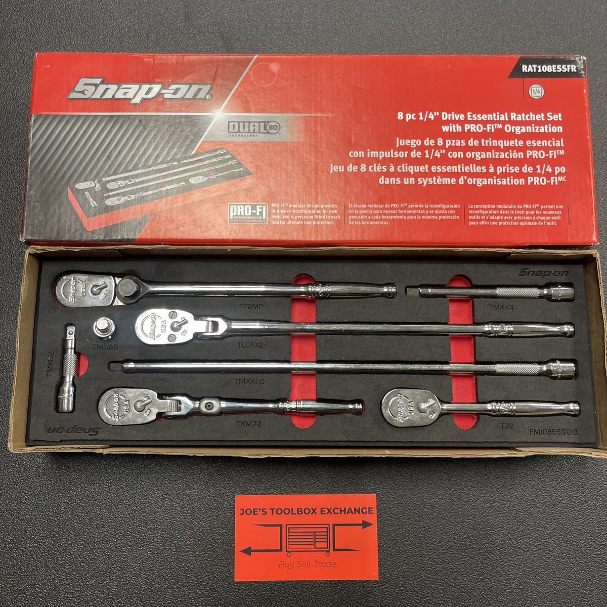 Snap-on 8pc RAT108ESSFR Essential Ratchet Extension Set Pro-Fl Foam Organization