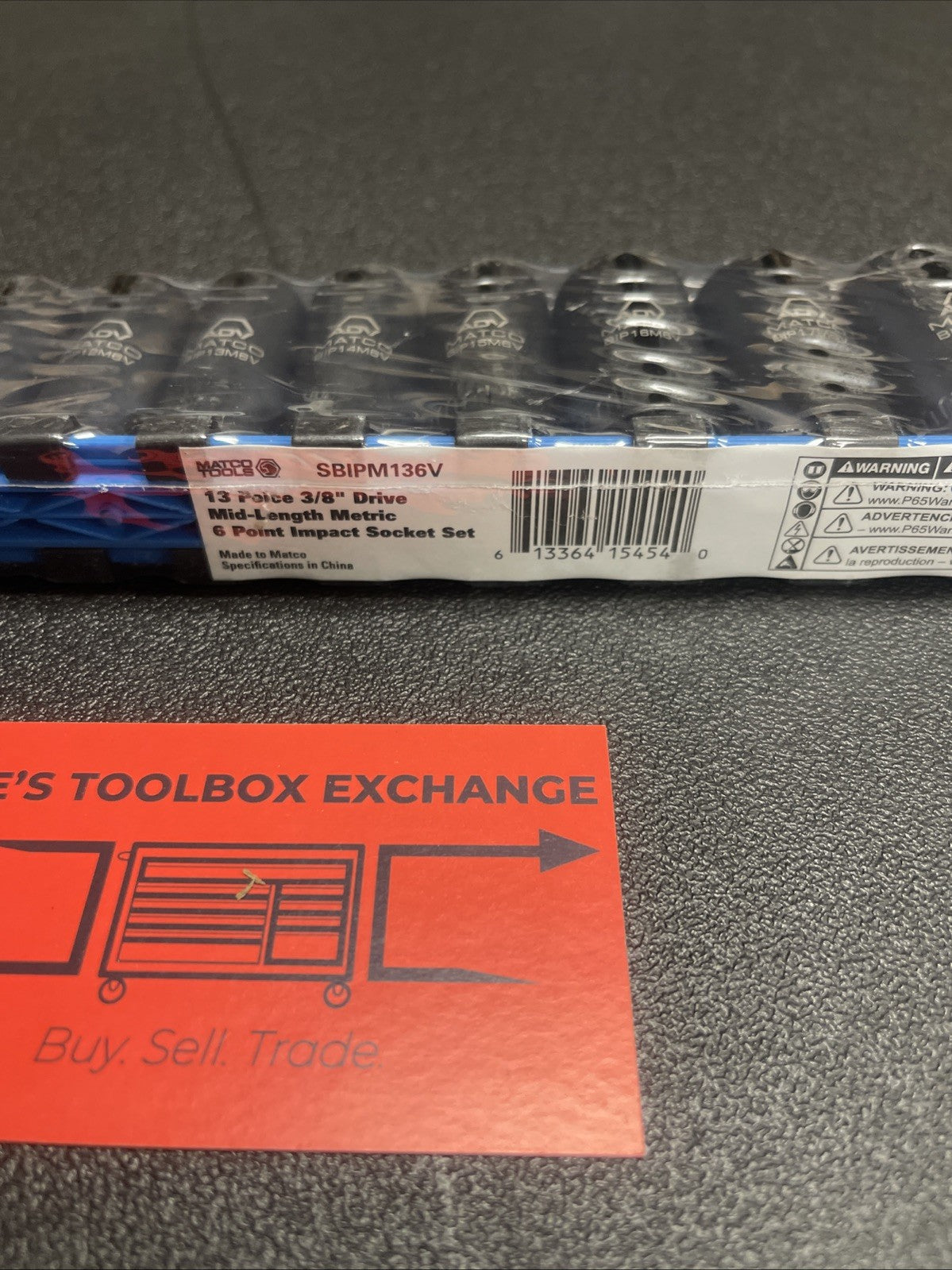 Matco Tools SBIPM136V 13 Piece 3/8" Drive Metric 6 Point Mid Length Socket Set