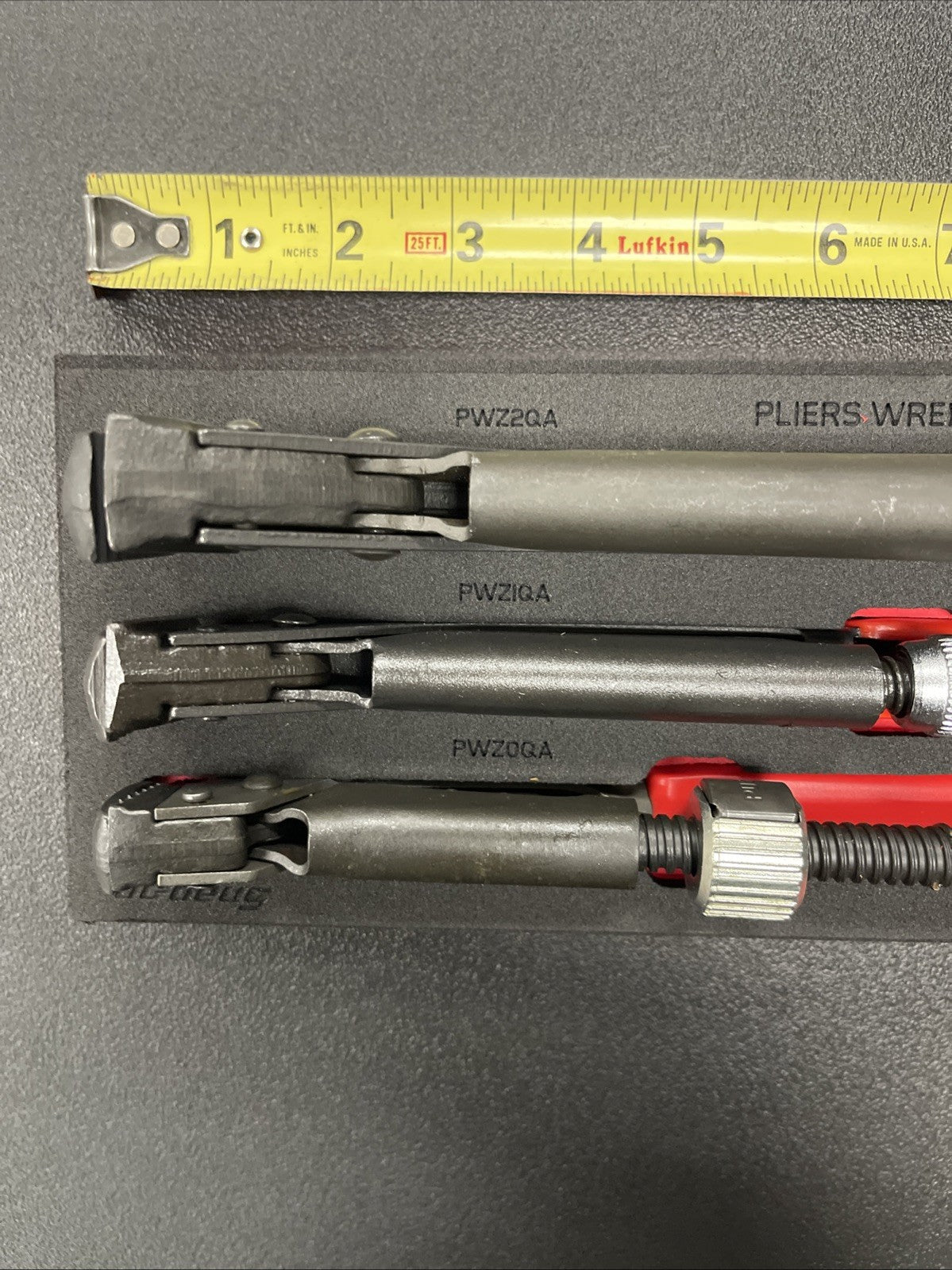 Snap-on Tools SPAIN NEW RED 3-Piece Quick Adjust Plier Wrench Foam Set PWZ300FR