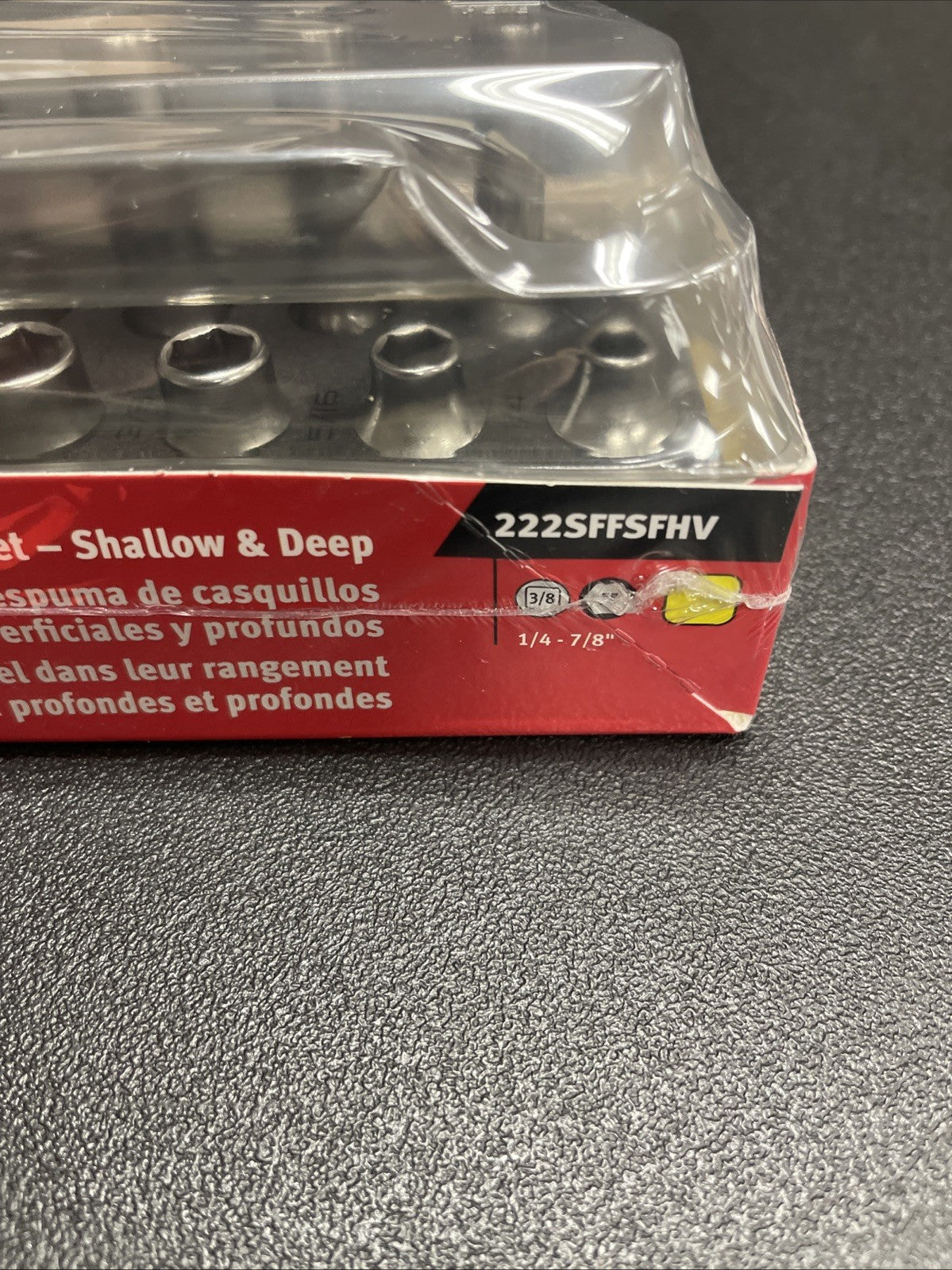 Snap-on Tool 222SFFSFHV 22pc 3/8"dr 1/4-7/8" Shallow/Deep Socket Foam Set Hi-Viz