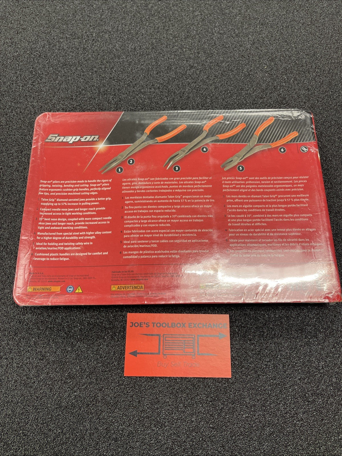 Snap-On Tools USA NEW 3 Piece ORANGE Soft Grip LONG NOSE Pliers Set PL308CFO