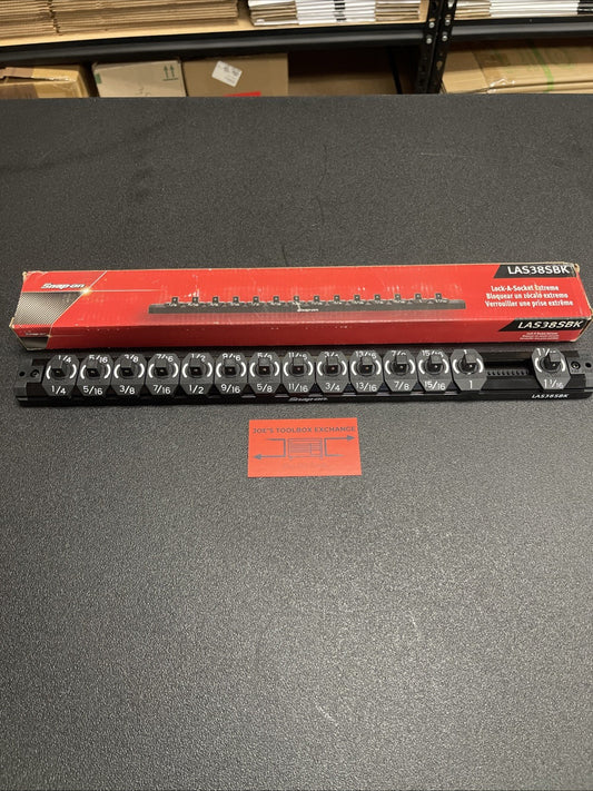 Snap-on Tools NEW BLACK 3/8” SAE Lock-A-Socket Magnetic Rail Organizer LAS38SBK