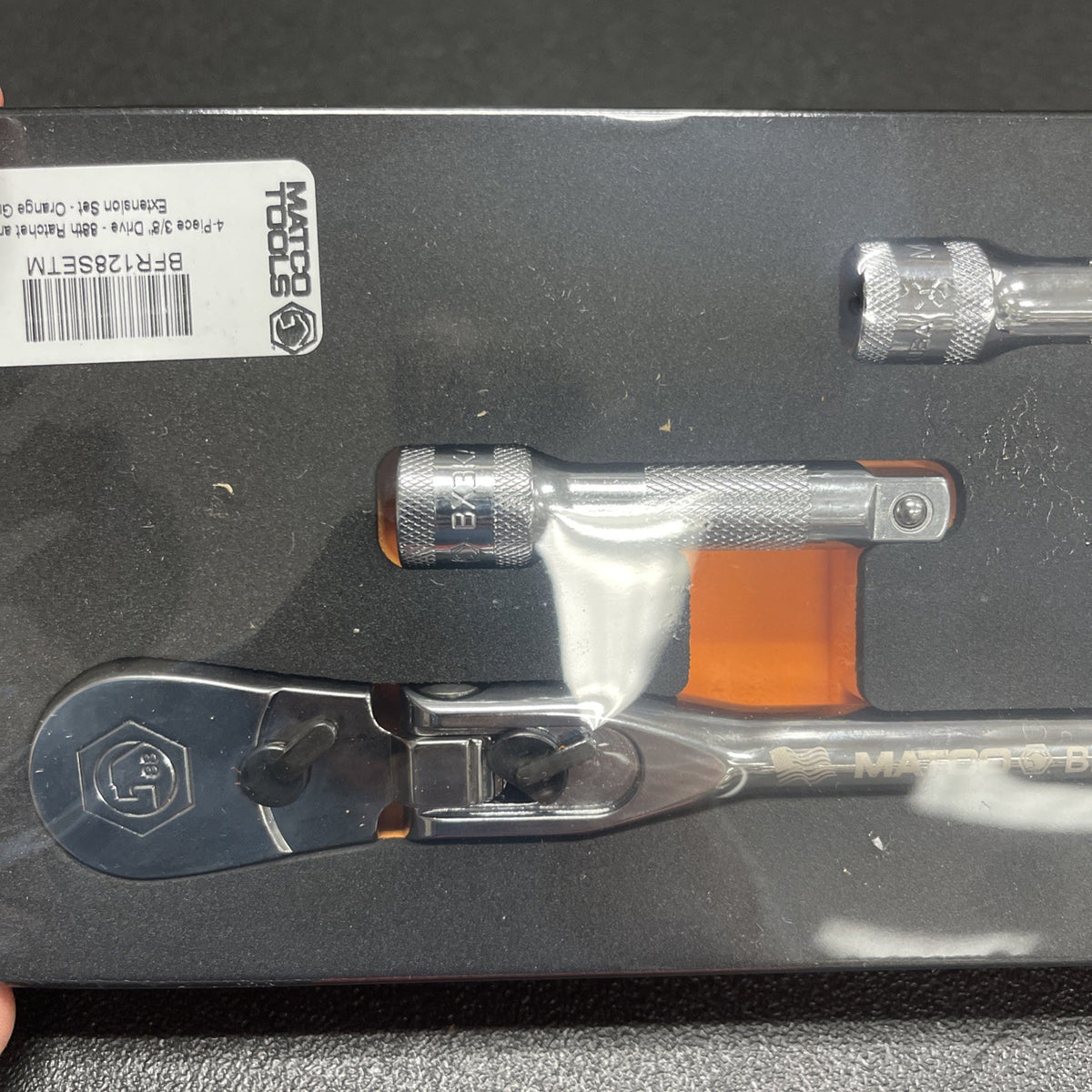 Matco Tools 3/8" Drive Flex Ratchet + Extensions Foam Set Orange BFR128SETM