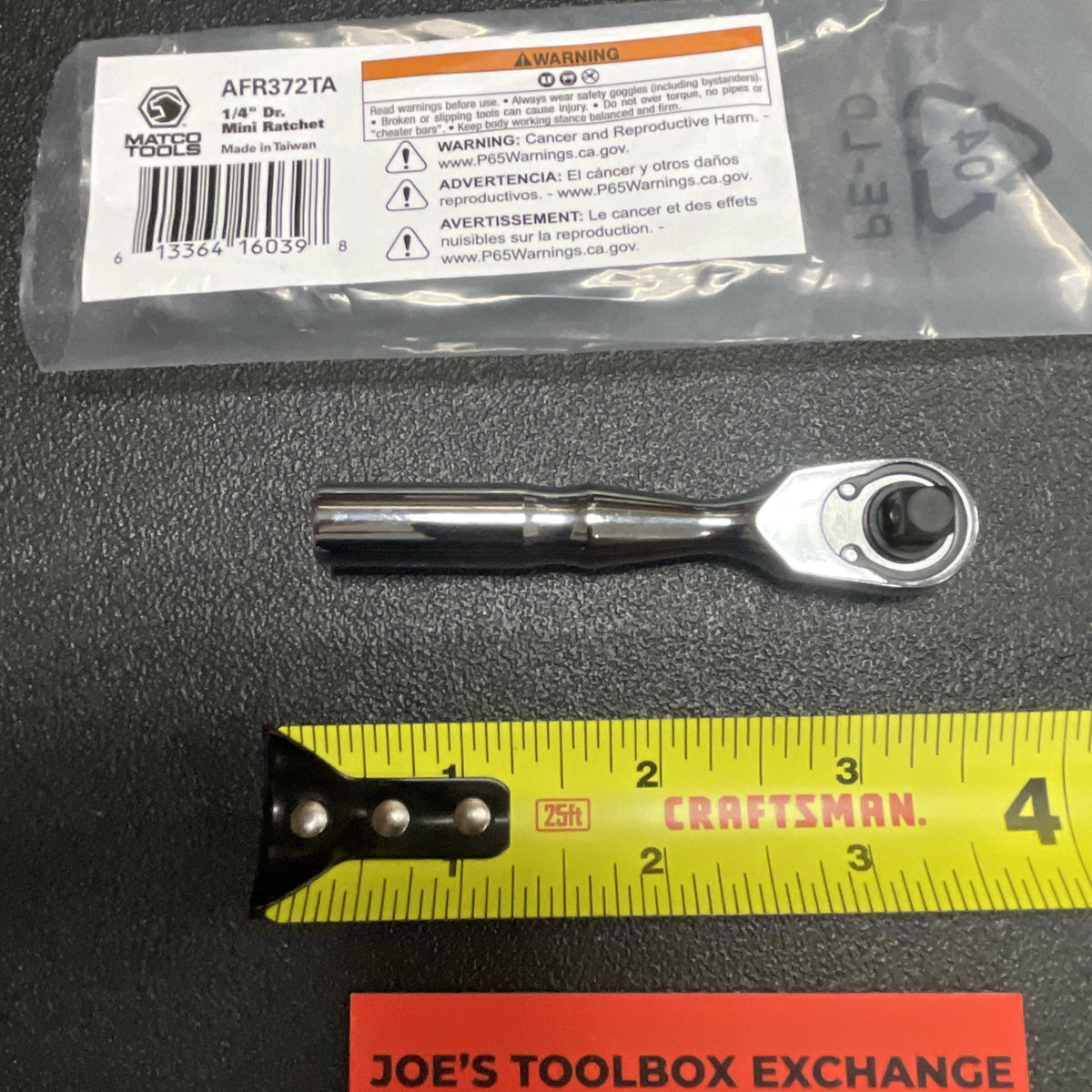 Matco Tools AFR372TA 1/4” Fine Tooth 72 Stubby Ratchet Mini