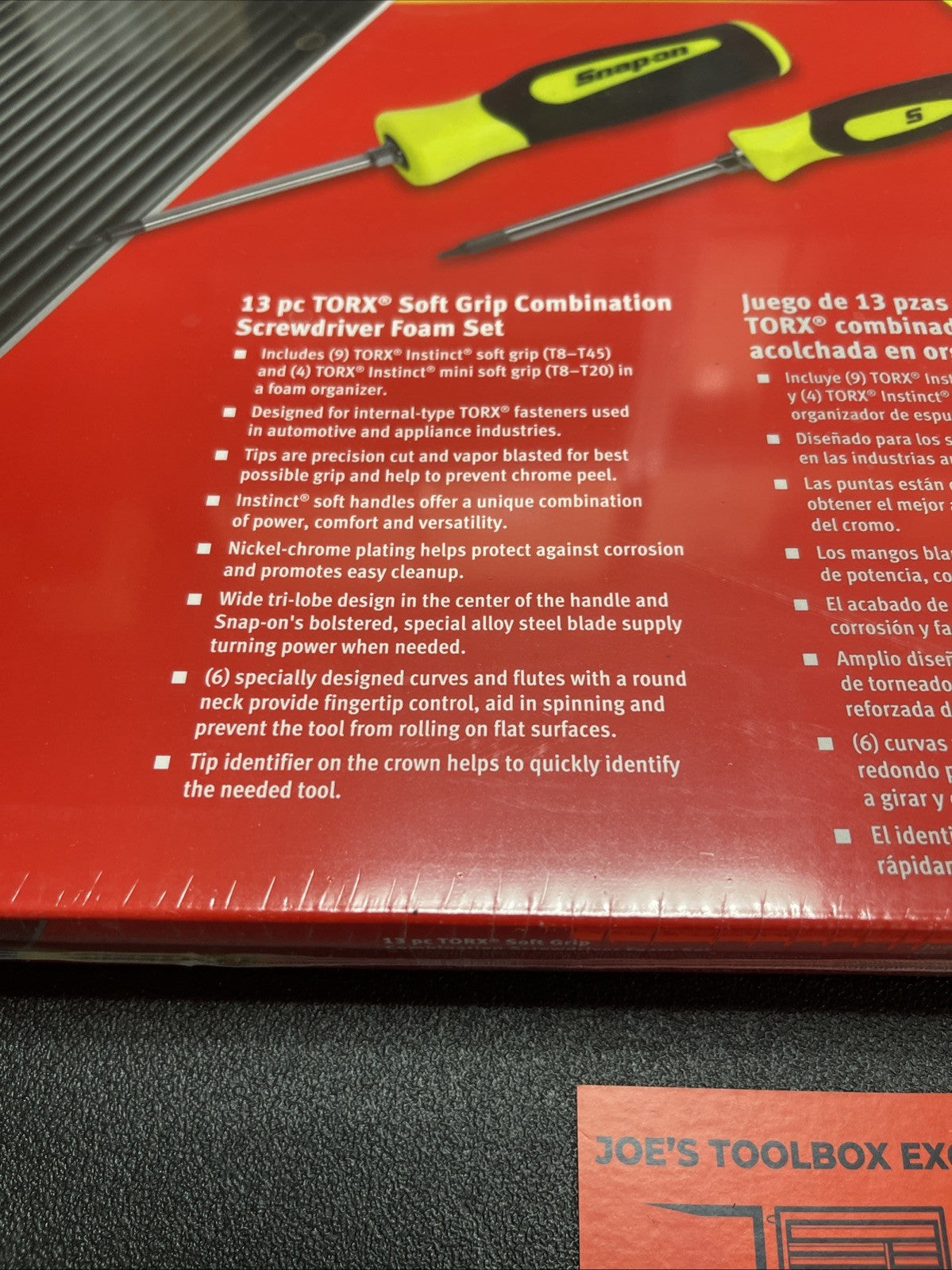 Snap-on NEW USA 13pc Hi-Viz Soft Grip TORX Screwdriver Foam Set SGDTX130BFHV