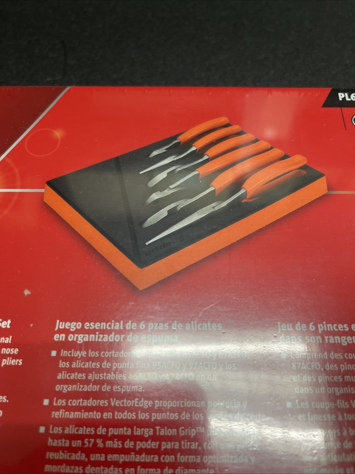 Snap-on Tools USA NEW ORANGE 6 PIECE Essential Pliers Cutters in Foam PL600ES1FO