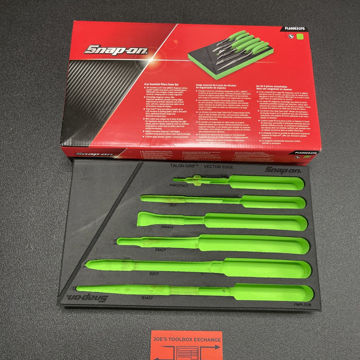 Snap-on fmpl02bg foam organizer  for 6pc essential plier set green FMPL02B