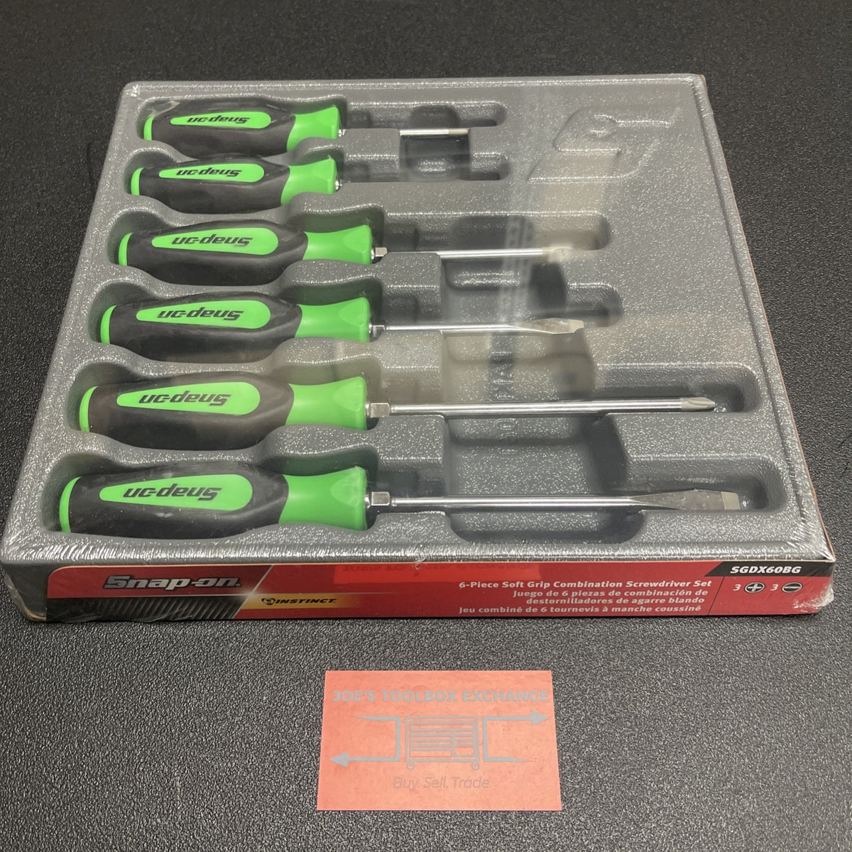 Snap-on Tools USA NEW 6pc GREEN Soft Grip Combination Screwdriver Set SGDX60BG