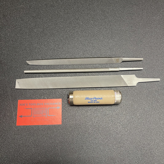 BAHCO Tools 3pc Assorted File Set w/ Blue-Point Adjustable File Handle GA98A