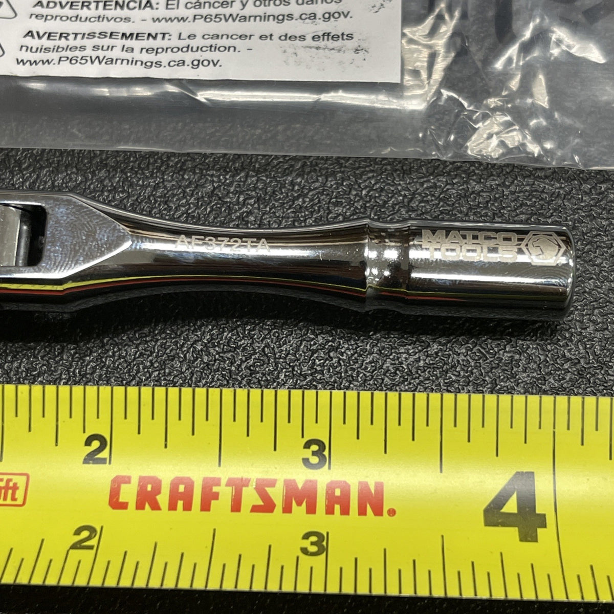 Matco Tools NEW AF372T 1/4” Flex Head Fine Tooth 72 Stubby Ratchet